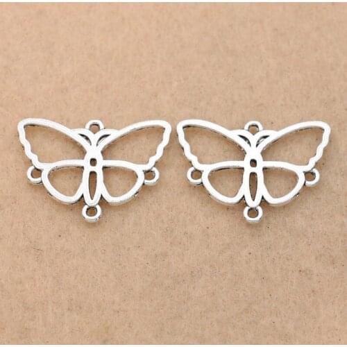 10pcs Tibetan Silver Plated Butterfly Connector for Jewelry Making Bracelet Necklace Handmade Jewelry Accessories DIY 23x17mm