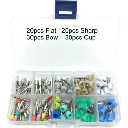 100pcs Dental Polishing Brush Polisher Dental Polisher Tool Kit Prophy Rubber Nylon Bristles For Teeth Whitening