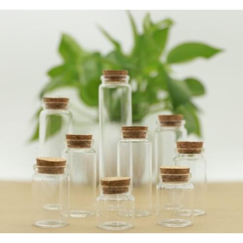 12 PCS 37mm All size Small Glass Bottles Stopper Storage Jar Spice Corks spicy Bottle Candy Containers Glass Jars Vials