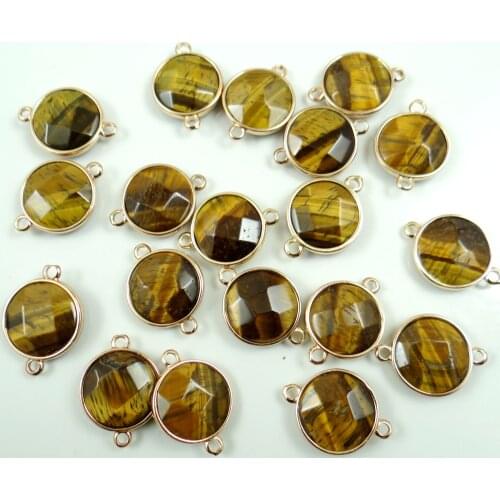 Natural 18*18mm tiger eye stone pendants Connector Bracelet Necklace Connector DIY Fashion Jewelry Making 16pcs