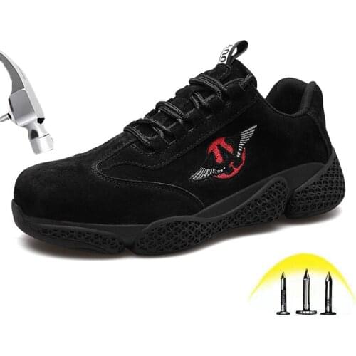 2019 Fashion Mens Safety Shoes with Steel toe Puncture Proof Light Breathable Work Boots Outdoor Anti-slip Protective Footwear