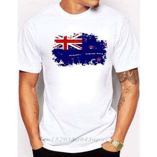 2019 Fashion But Nostalgic Style New Zealand National Flag mens T-shirt Pure Cotton Short Sleeve T shirts for Men/Boy