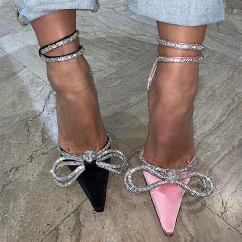 2020 Sexy High Heels Luxury Sandals Women Pumps Bowtie Crystal Heels Ladies Wedding Shoes Bride Ladies Shoes Fashion Women Shoes