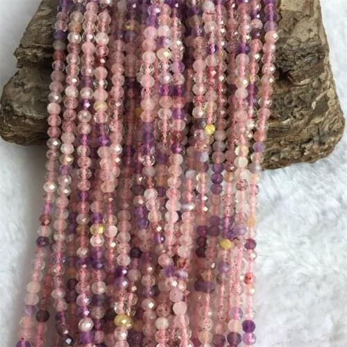 4MM Faceted Natural Super Seven Quartz Crystal Topaz Gemstone Beads DIY Accessories for Jewelry Necklace Bracelet Making