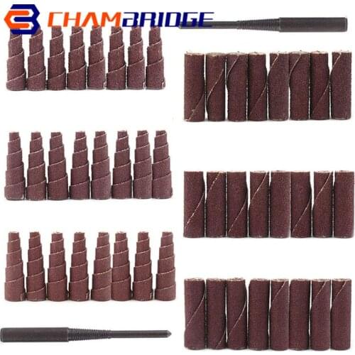 Abrasive Sandpaper Grinding Head 48Pcs Cone Cylinder Shaped Mini Sanding Cone Engine Porting Assortment Kit With 2pcs 1/4'Shank