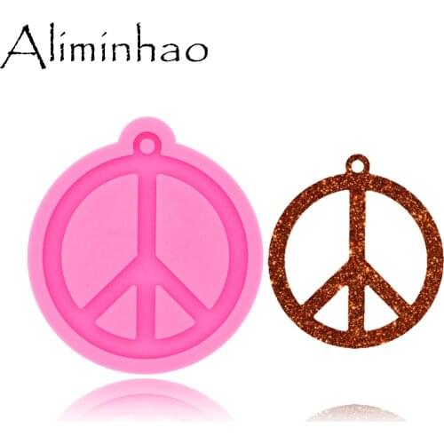 DY0330 Shiny Peace sign Keychains Mould resin epoxy mold For Jewelry Pendant tools silicon molds for resin diy