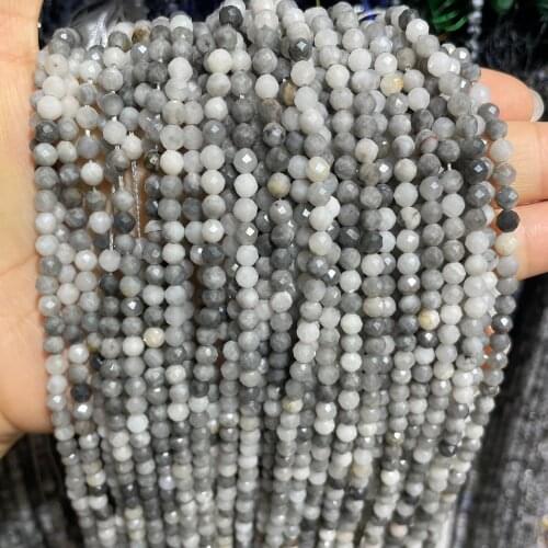 3/4mm Natural Hawks Eye Stone Bead Faceted Round Loose Spacer Tiny Beads For Jewelry Making Diy Accessories Necklace Bracelet