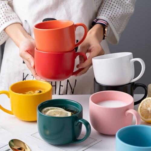 Creative European Style Ceramic Mugs With Handle Breakfast Coffee Juice Mugs Tea Milk Beer Cups Home Bar Decor Drinkware