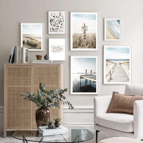 Summer Beach Seashell Canvas Painting Nature Landscape Grass Nordic Posters And Prints Wall Art Pictures For Living Room Decor