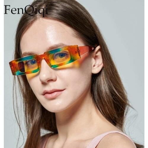 Fashion Small Rectangle Sunglasses Women Vintage Muticolors Eyewear 2021 Brand Designer Trending Uv400 Sunglasses