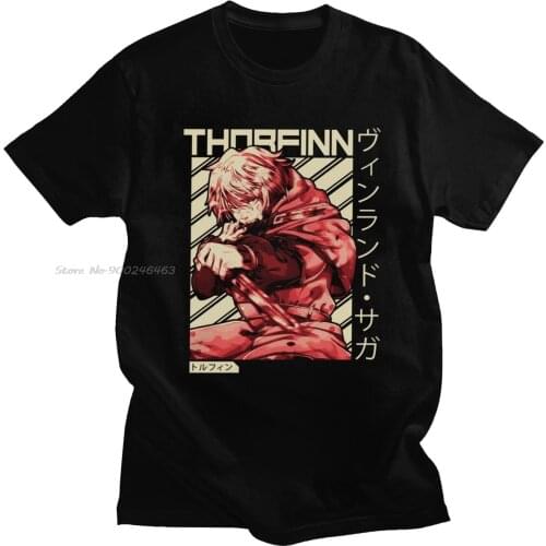 Cool Vinland Saga Thorfinn T Shirt Men Short Sleeve Pure Cotton Adventure Fiction Anime Fan T-shirt Japan Manga otaku Viking Tee
