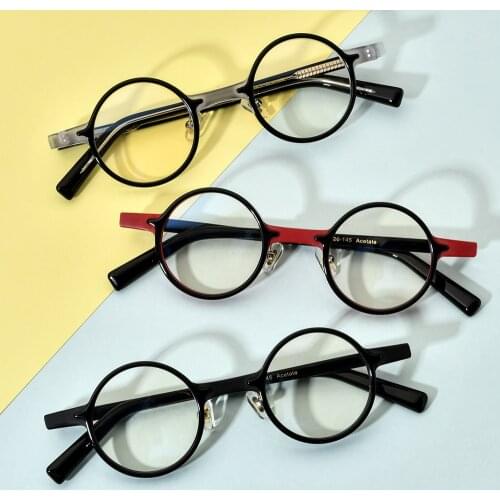 ELECCION Acetate Round Full Rim Frame Small Face Glasses Men 2021 Vintage Prescription Eyeglasses Women Myopia Optical Eyewear