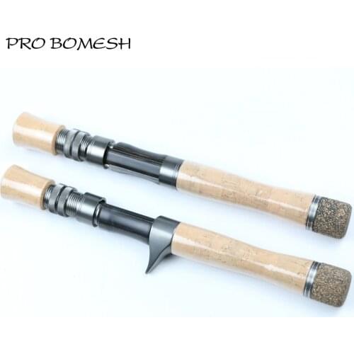 Pro Bomesh 1 Set AA Grade Cork Handle Wood Spinning Cast Reel Seat Set Rubberized Cork Fighting Butt Cap DIY Trout Rod Accessory