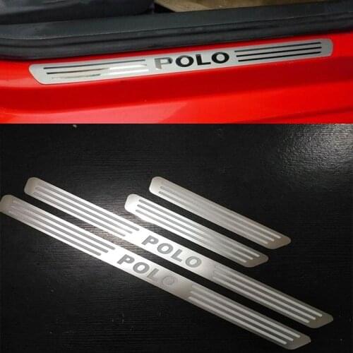 For Volkswagen Polo 2011-2018 Auto Door Sill Plate Trim Stainless Steel Threshold Kick Pedal Scuff Sticker Car Styling