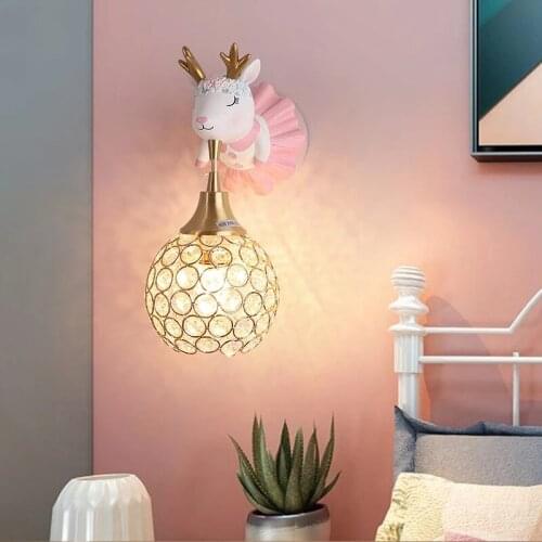 Nordic Childrens Bedroom Wall Lamps Resin Elephant Antler Wall Lights Modern Minimalist Kids Lamps Decoration LED Lighting