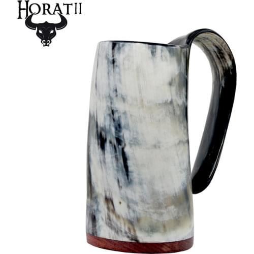 Natural Handmade Medieval Beer Horn Tankard Viking Drinking Horn Mug