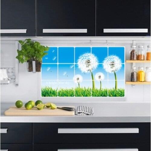 New large high temperature aluminum foil stove tile anti-oil dirt kitchen white dandelion oil stickers