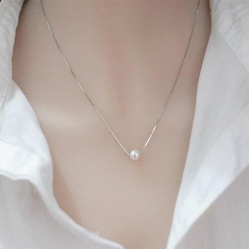 New High Quality Simple Ladies Jewelry Silver Color Necklace White Shell Pearl Pendant Necklaces Fashion Gift Accessories