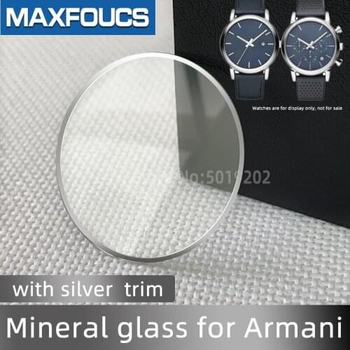 SIngle dome watch glass with silver trim Models For AR-1731 1736 1807 1810 1949 1980 2501 60006 Parts for Armani