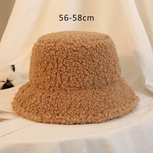 Lamb Faux Fur Bucket Hat Winter Panama Hats For Women Thickened Warm Teddy Velvet Winter Hats Outdoor Plush Fisherman Hat