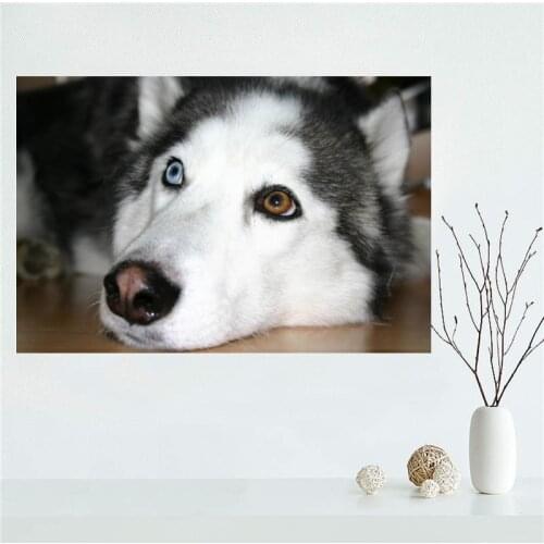 Siberian Husky Dog Poster Paintings For Living Room Wall Art Canvas Fabric Cloth Decoration Poster Wall Art Unframed 0224