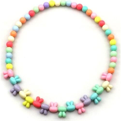 Colorful Acrylic Necklace For Girls Cosplay Cute Rabbit Designed Necklace Gildrens Gift 12pcs/lot