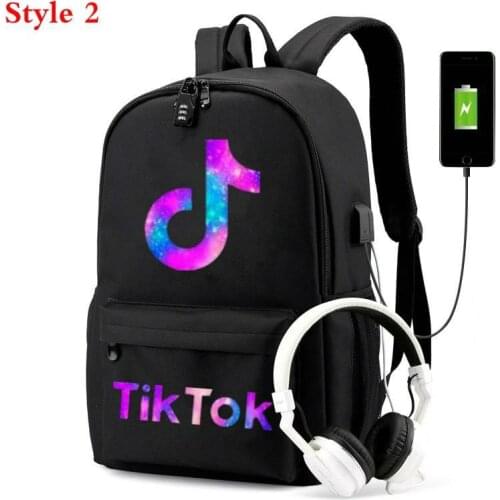 Tik Tok Backpack Teenagers Students School Bags USB Charge Schoolbag Tik Tok Laptop Mochilas For Teenager Boys Girls School Bag