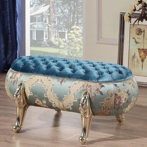 100cm Classical Shoes Benches European Style Makeup Bench Solid Wood Stools European Pumpkin Stool