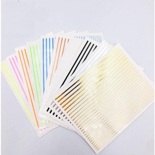 Extra-Thin 3D Nail Stickers H1 Line Sticker Fluorescence Color Gold Silver Black/White Rose Gold Ten Back Glue Line Nail Sticker