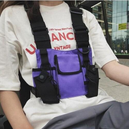 Unisex Tactical Harness Chest Rig Bag Nylon Front Fanny Adjustable Pack Fashion Bullet Hip Hop Vest Streetwear Bag