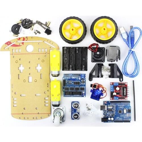 UNO Project 2WD Smart Robot Car Chassis Kits SR04 Ultrasonic Avoidance Sensor Line Tracking Speed Encoder Motor Module for Kids