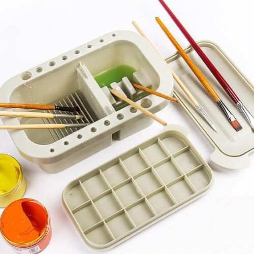 Brush Washing Bucket 3 in 1 Pen Barrel Brush Oil painting brush bucket watercolor tool art palette brush holder Art Supply