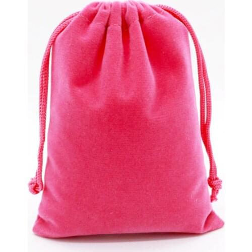 High quality custom velvet jewelry pouch drawstring 8*10cm pink dice pakcaging bracelet storage bag