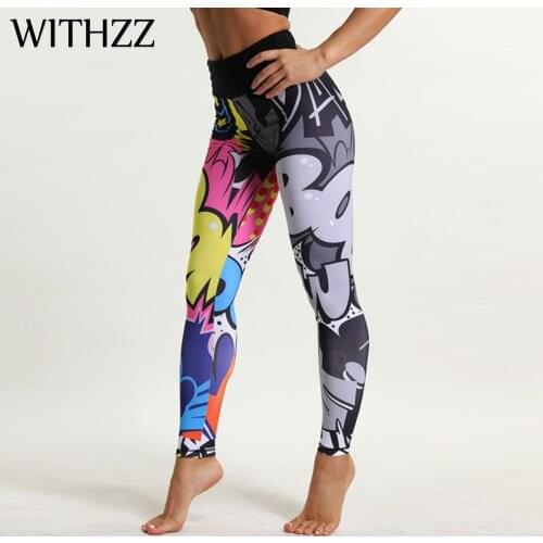 WITHZZ Painted Graffiti Print Leggings New Arrival Women Workout Jeggings Sporting Athleisure Active Wear Sportleggings Pants