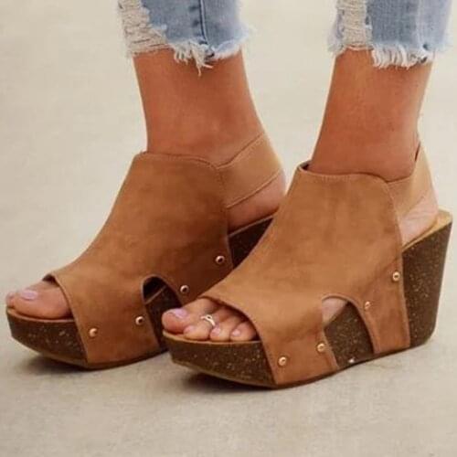 Women Sandals Fish Mouth Platform High Heels Wedge Sandals summer Shoes Flat Bottom Sandals Slip-On Slope Sandals