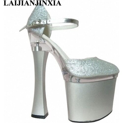 LAIJIANJINXIA 2018 Autumn Sexy Women Pumps 18cm Square High Heels Night Club Platform Shoes Dancing Pumps Pole Dance Shoes
