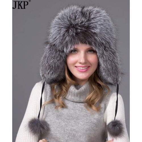 Winter fur hat natural fox fur hat autumn and winter female winter bomber hat