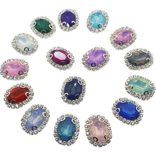 ZMASEY 10Pcs rhinestone accessories oval flat bottom sewing craft rhinestone buttons, DIY handmade costume decorations
