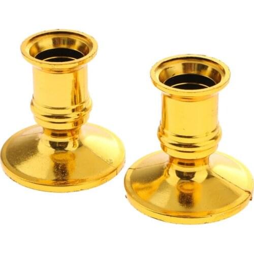 2pcs Gold Pillar Candle Base Vintage Taper Candle Holders Romantic Dinner Party Table Decoration Wedding Candle Holder