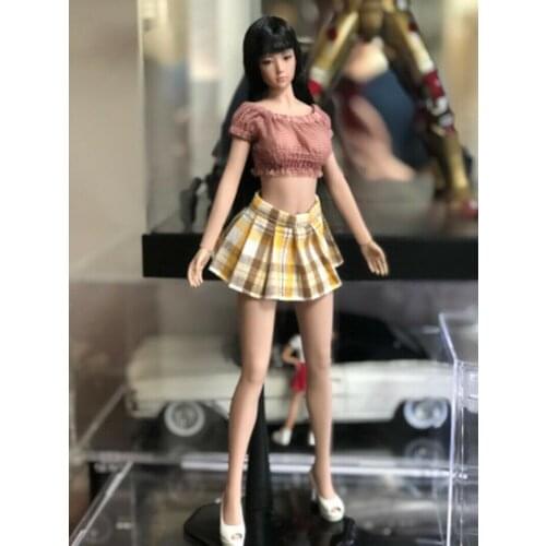 1/6th Purple Off-shoulder Short-sleeve Folds Tops Model for 12" Female