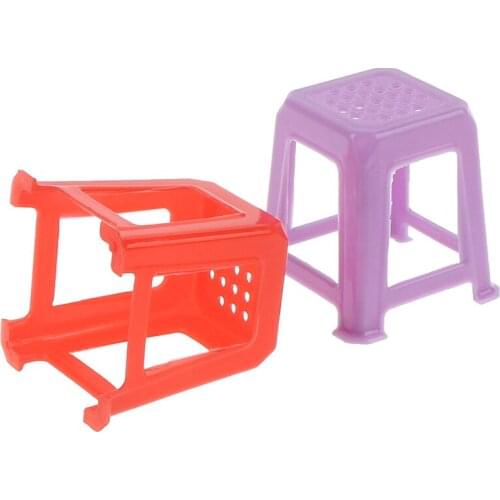 1 Piece 1/12 Scale Dollhouse Miniature Plastic Stools Chairs Pretend Play Furniture Toys for Children Kids Birthday Gift