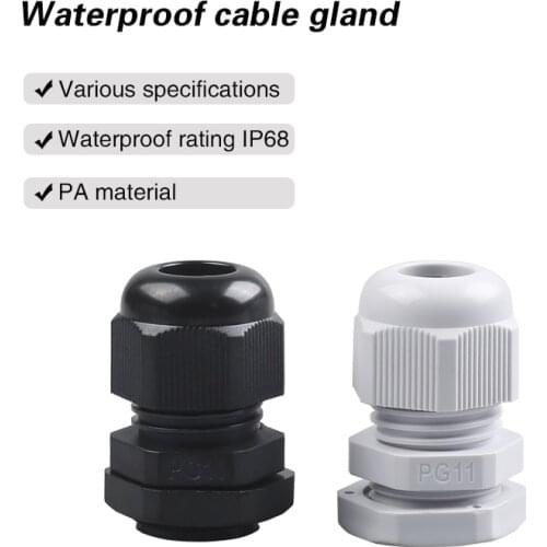 10PCS Waterproof Nylon Plastic Cable Gland Connector IP68 PG7 Cable For 3-6.5mm PG9 PG11 Waterproof Washer PG13.5 PG16 PG19 PG21