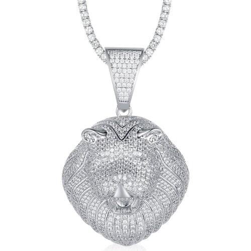 100% Micro Zircon Hip Hop Dazzling Animal Lion Pendant Necklace For Men Jewelry Gift CZ Rapper Jewelry Wholesale Factory Prices