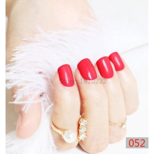 2020 24pcs hot fashion candy color cute nail finished fake nails short paragraph Red N052