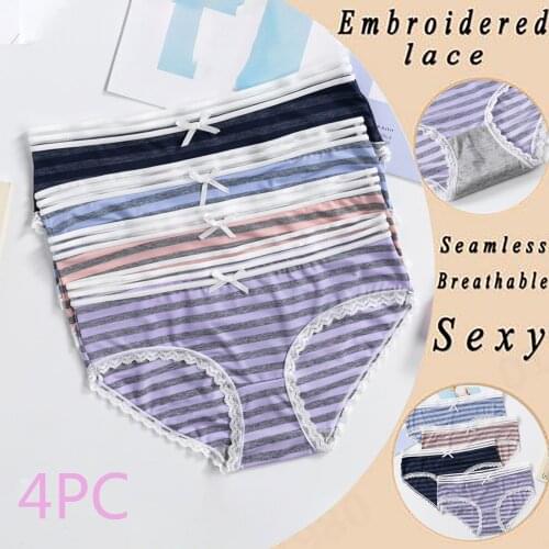 Summer Hot Sale High Quality 4PC Women Sexy Fashion Solid Color Breathable Soft Stretch Underwear Panties For Dropshipping