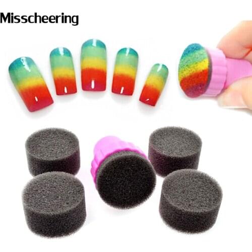 5pcs/set Black Nail Art DIY Nail Decoration Tools Cute Gradual Sponges Stamper Nail Charms Cheap Nail Supplies