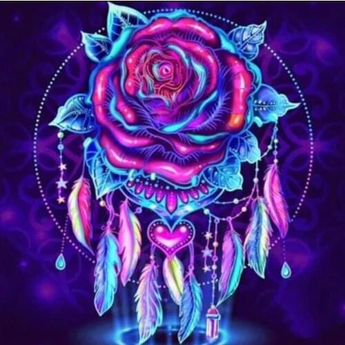 5D DIY Poured Glue Diamond Painting Kit Scalloped Edge Colorful Rose Prity Girl Home Drcoration Unique Handcraft Gift Mosaic Art
