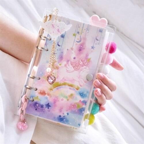 A5 A6 Ins girl Loose-leaf Unicorn ocean Cherry blossoms series Spiral Travelers Notebook 6 Hole Cute Removable Diary Gift Suit