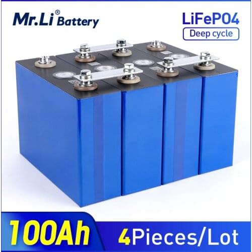 Mr.Li 4pcs 3.2V 100Ah Lifepo4 Cells DIY 12V 24V 100Ah 200Ah Rechargeable Battery Long Life 4000 Cycles Suitable For Solar Energy