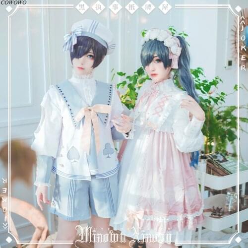 Anime! Black Butler Ciel Phantomhive House of Cards Lolita Dress Suit Lovely Uniform Cosplay Costume Halloween Outfit Free Ship